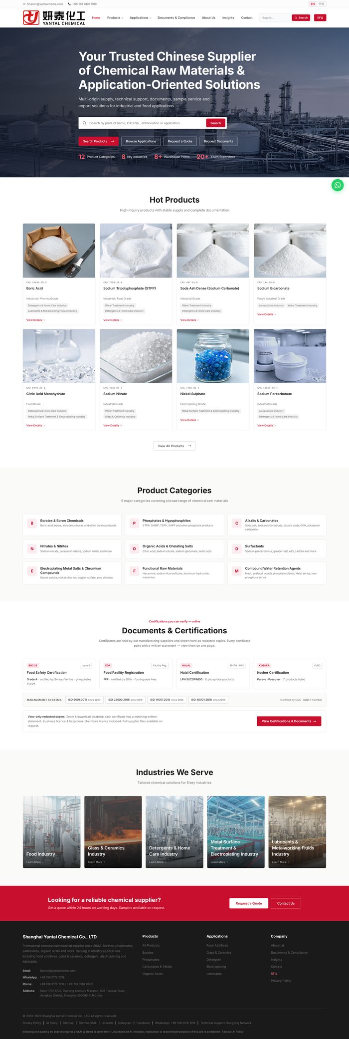 YANTAI CHEMS - Case website nguyên liệu hóa chất