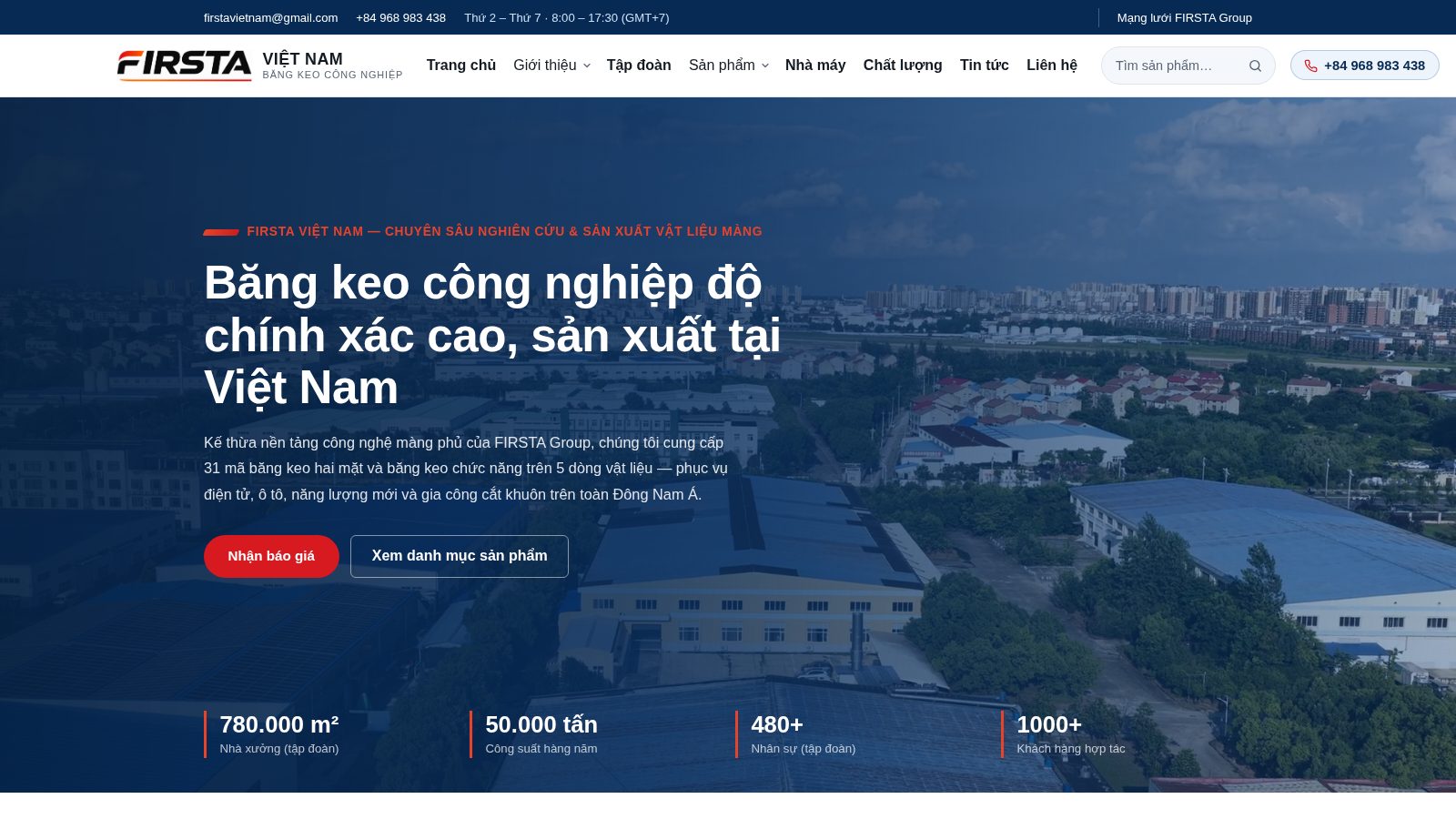 Ảnh chụp Trang chủ website FIRSTA Việt Nam
