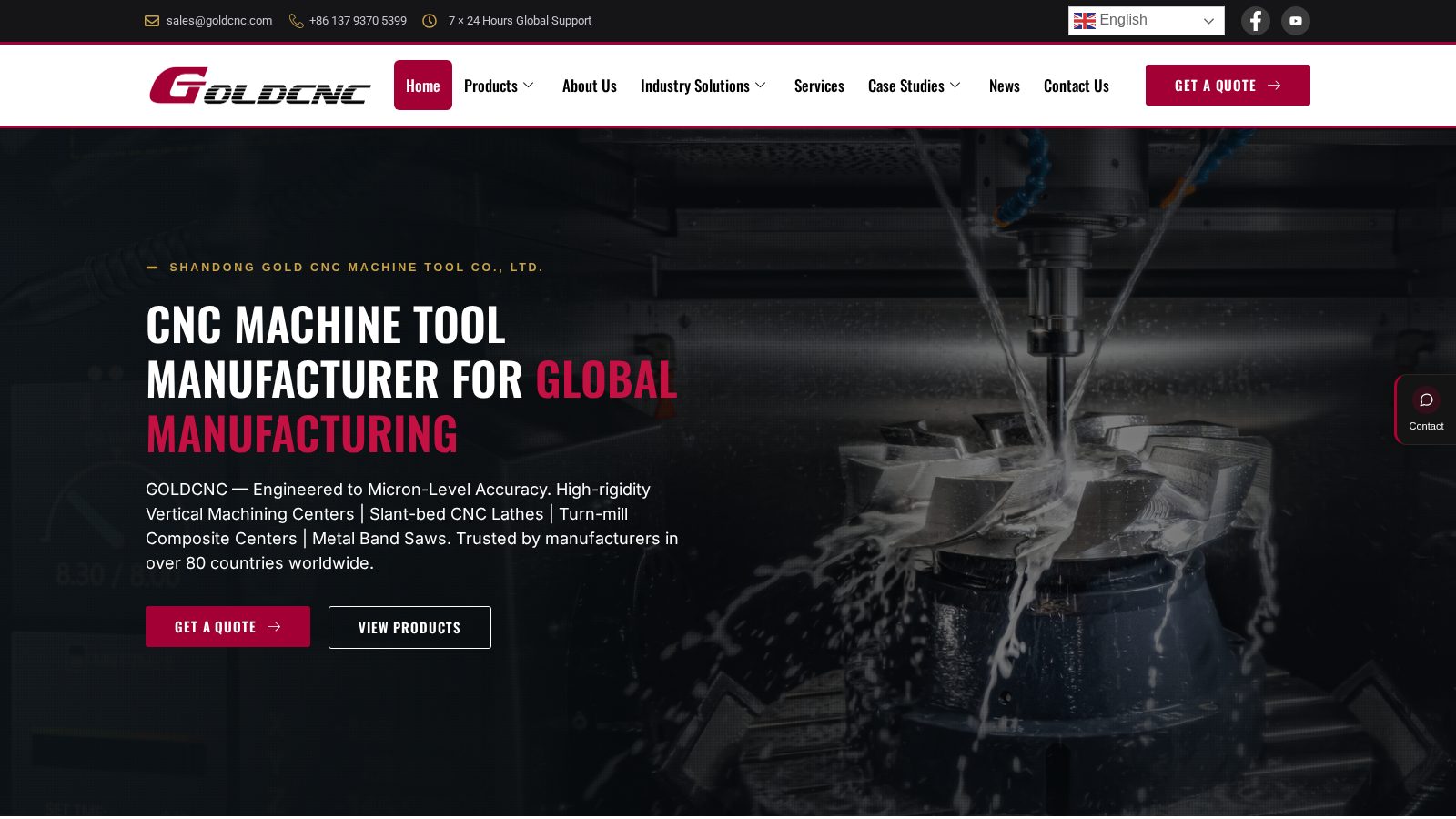 Ảnh chụp Trang chủ website máy công cụ CNC GOLDCNC